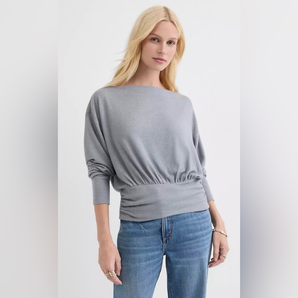 LOFT Heathered Ruched Hem Boatneck Top - Small - New - Picture 14 of 14
